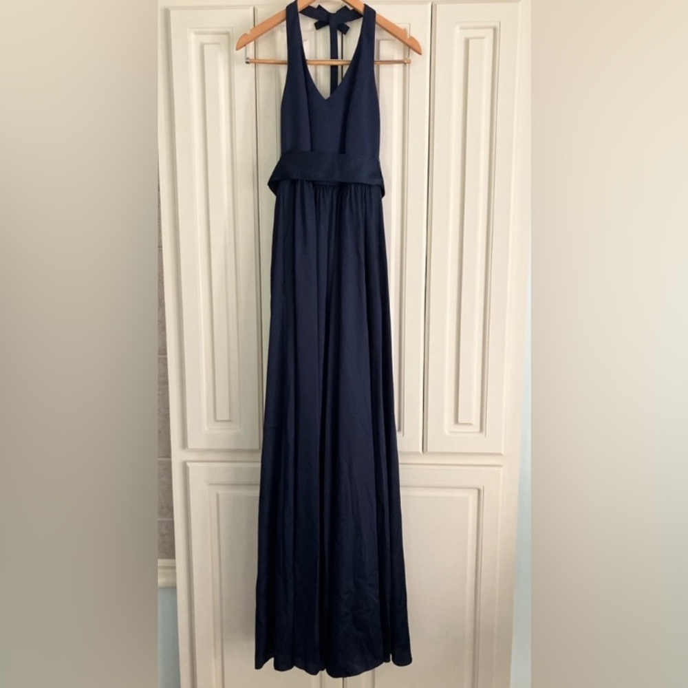 WHITE by Vera Wang Midnight Halter‎ Maxi Dress Sash Formal Gown  4 NWT #VW360214